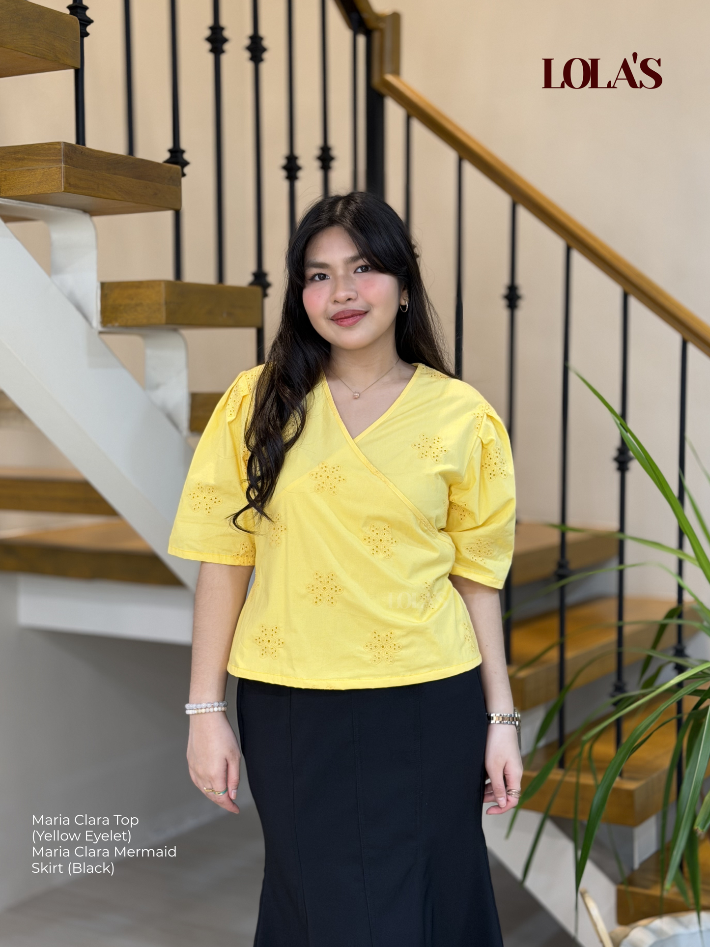 Maria Clara Top (Yellow Eyelet)