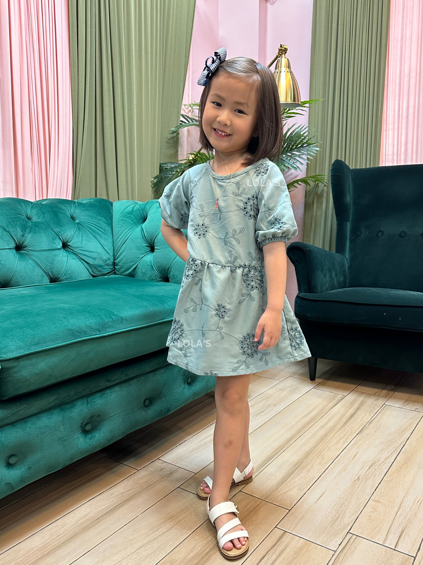 Blythe Dress- Andrea Kids (Teal Blue Eyelet)