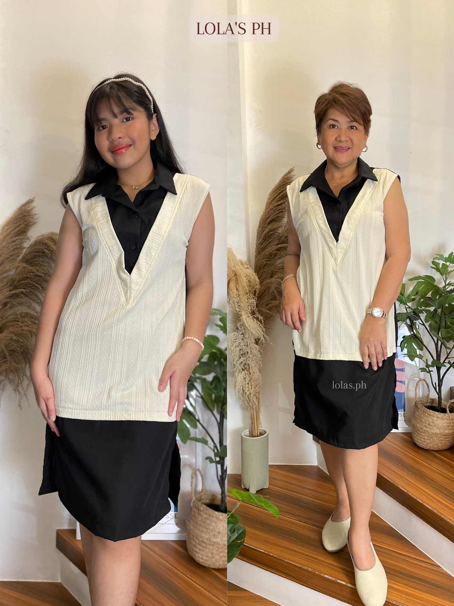 Rhina Vest Dress (Black-White) SALE