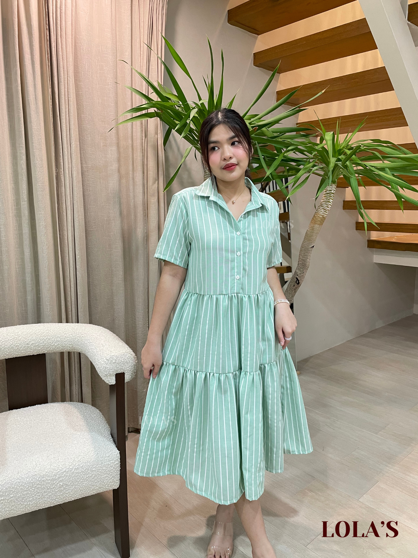 Emily Dress (Green Stripes)