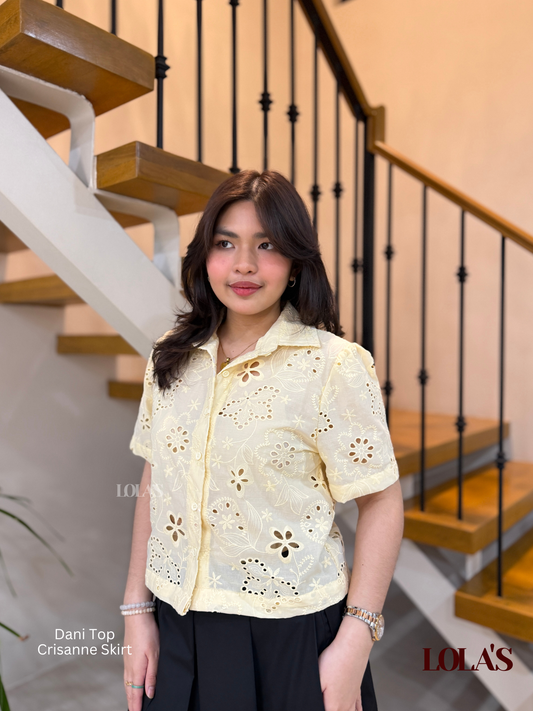Dani Top (Butter Yellow Eyelet)