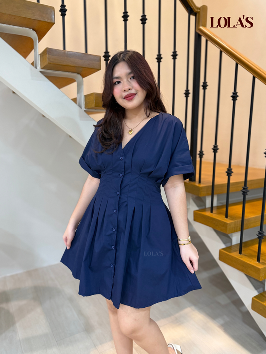 Felicia Dress (Navy blue Poplin)