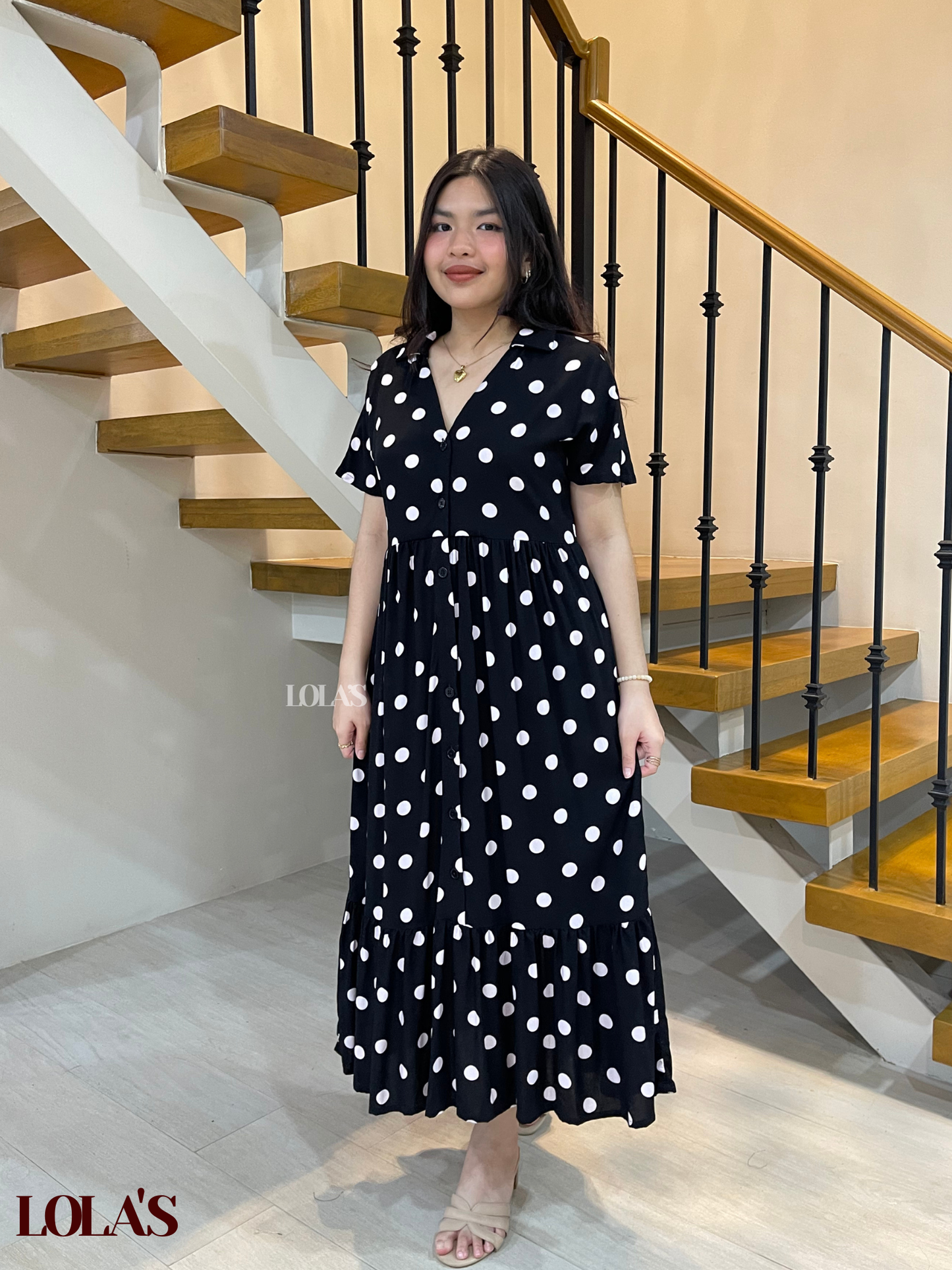 Regine Dress (Black Polka)