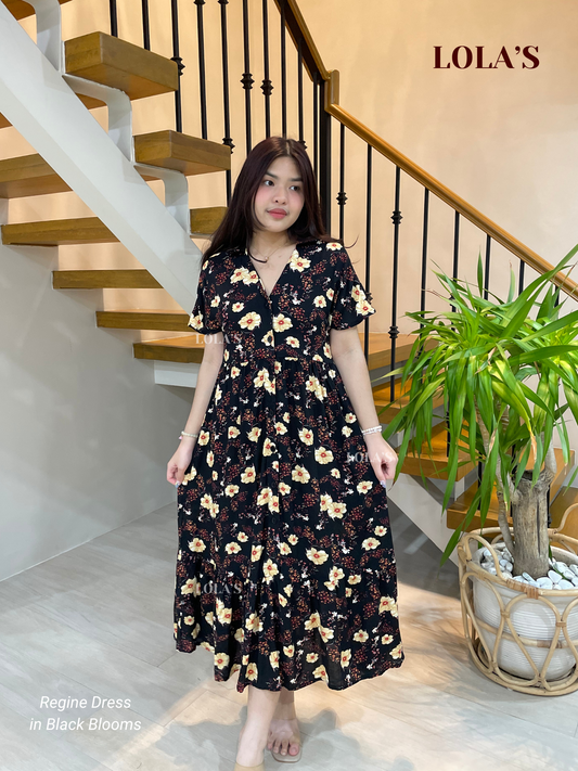 Regine Dress (Black Blooms)