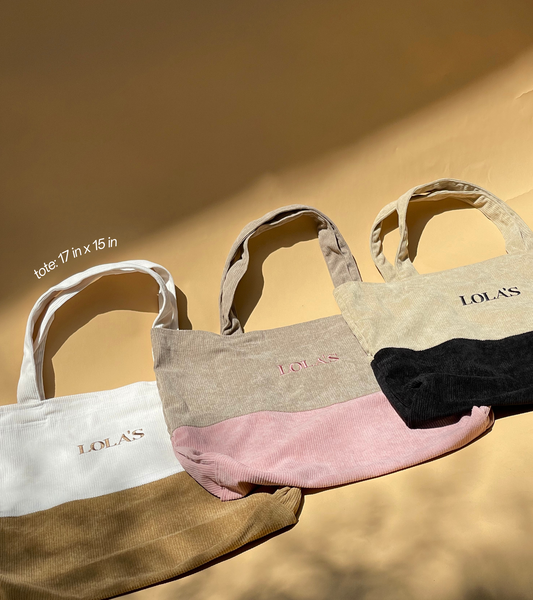 Lola's Two-Tone Corduroy Tote Bag