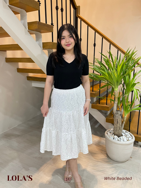 Penelope Skirt (White Bead Lace)