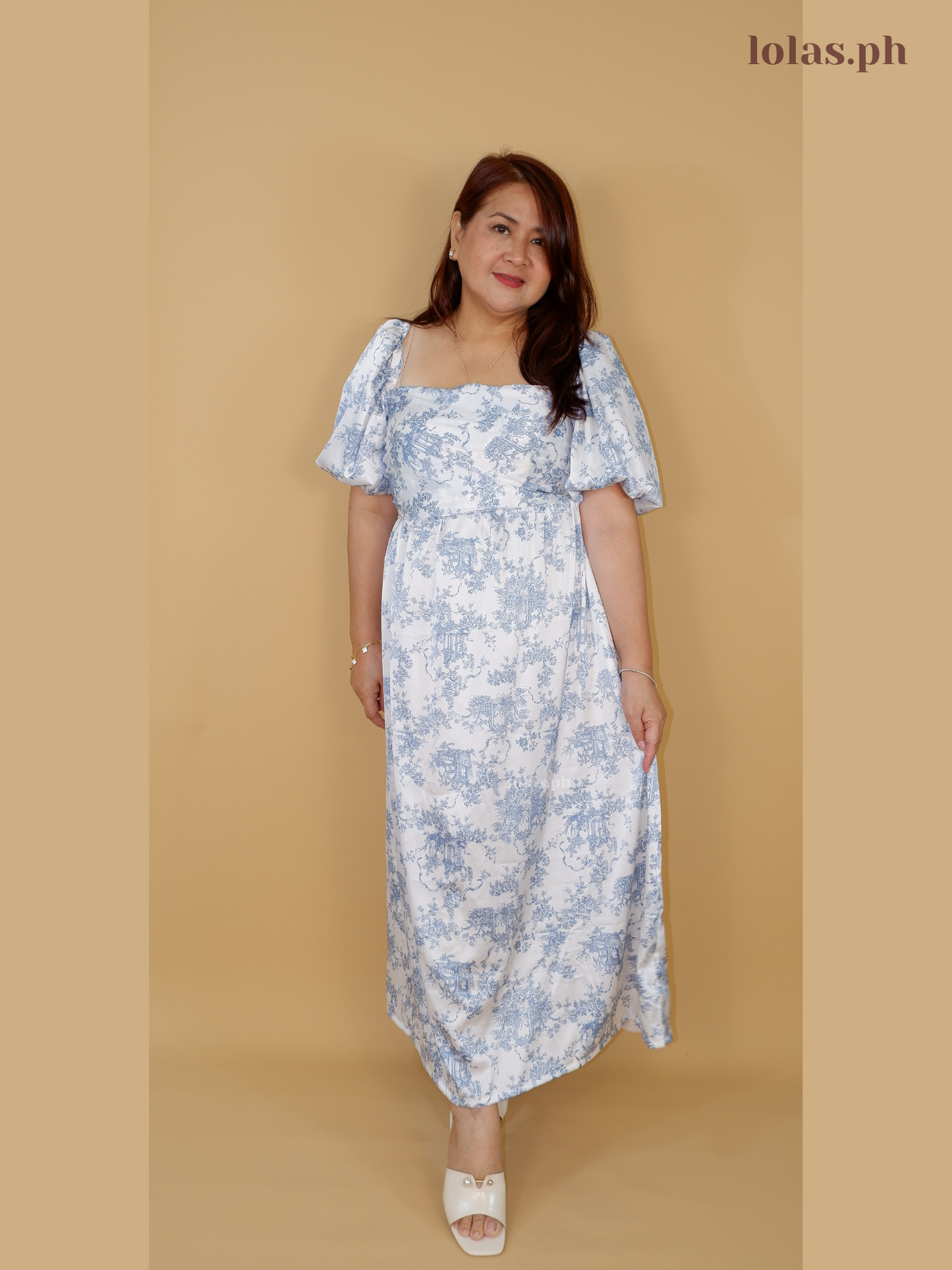 Jessica Dress (Silk Steel Blue Toile)