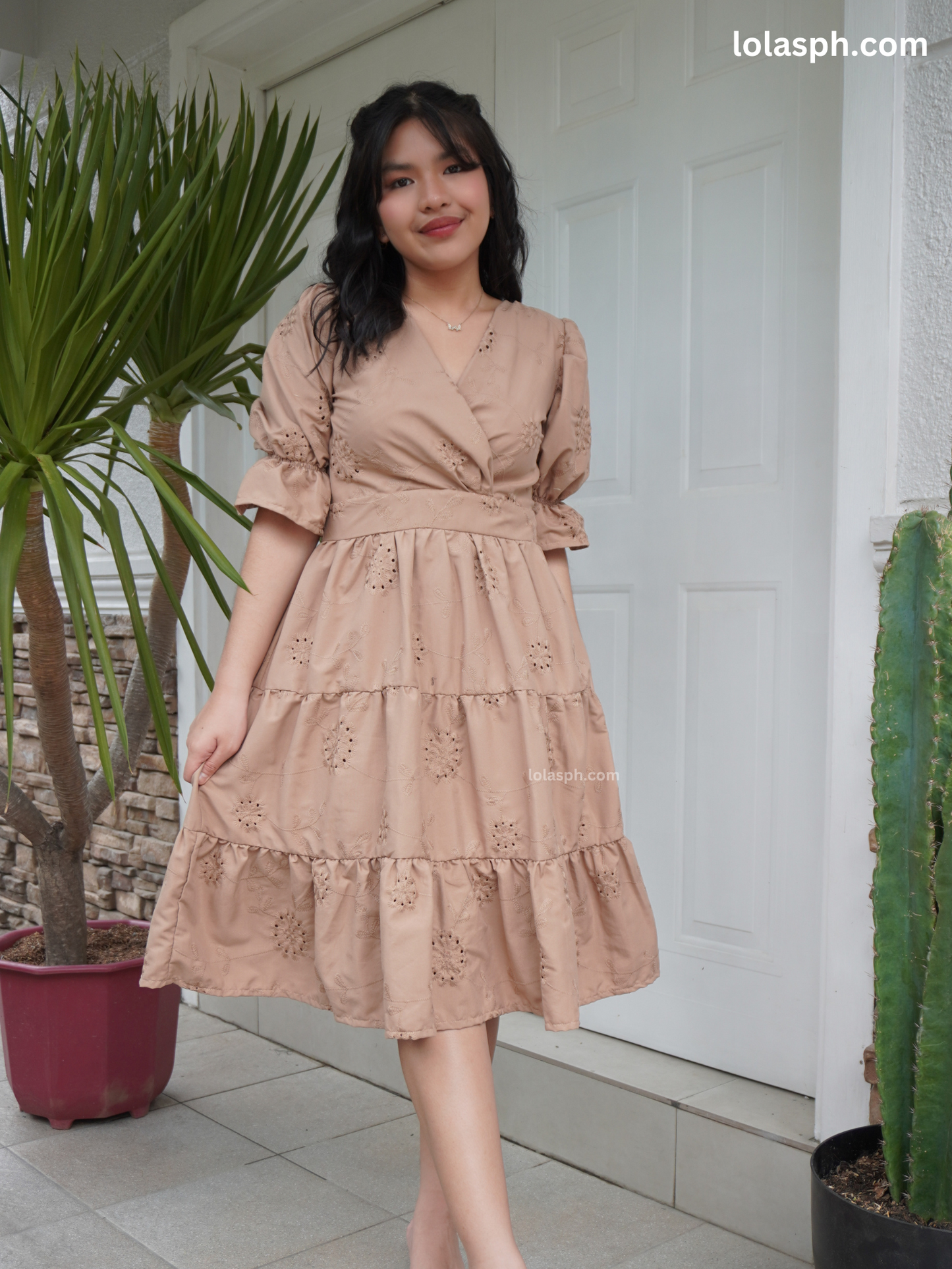 Katarina Dress (Khaki Eyelet)