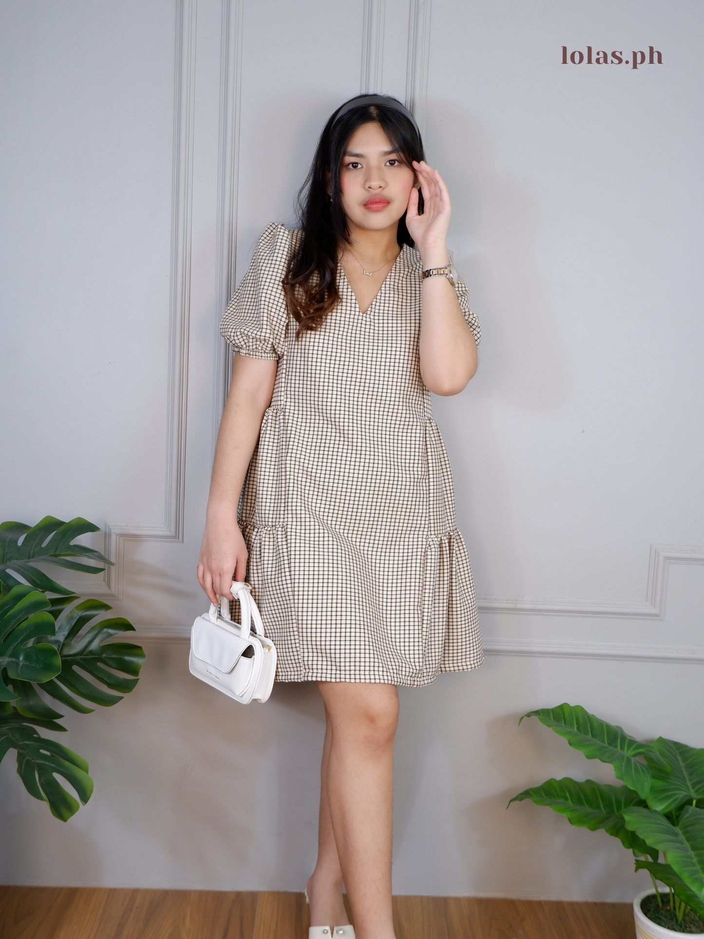 Jaegen Dress (Coffee Plaid)