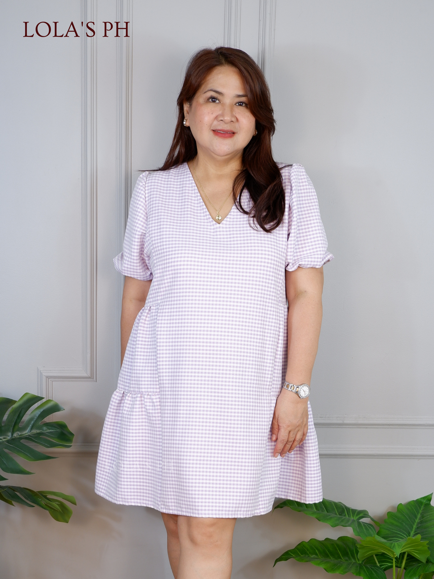 Jaegen Dress (Purple Gingham)