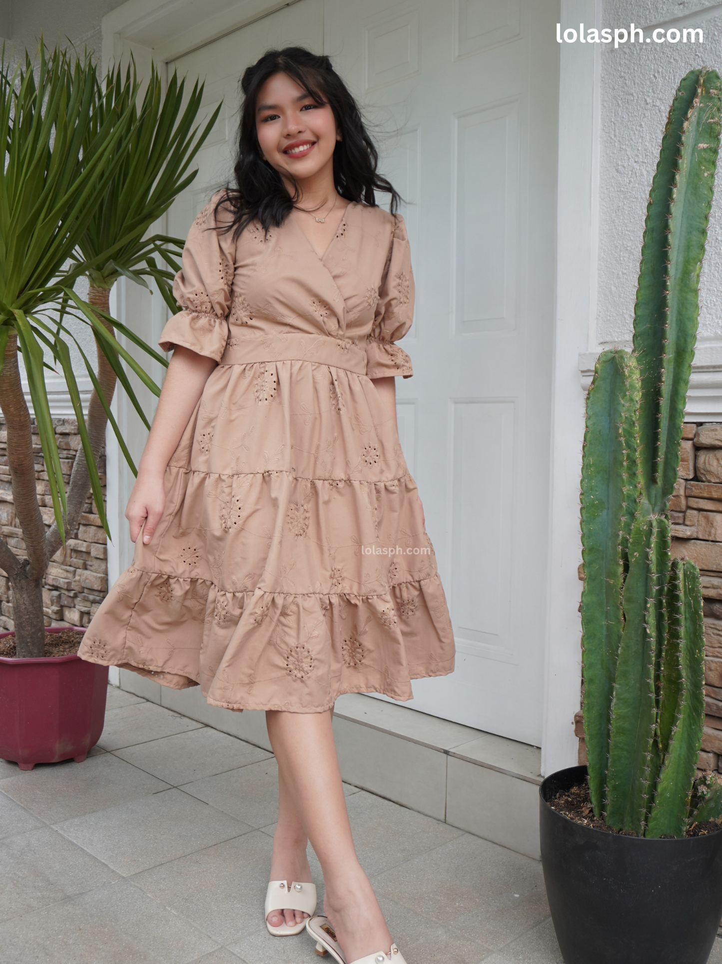 Katarina Dress (Khaki Eyelet)