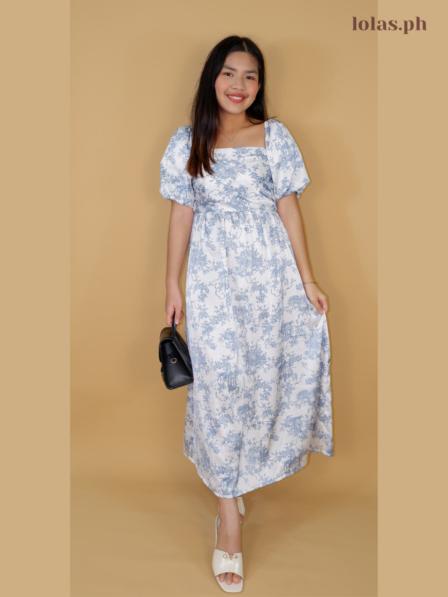 Jessica Dress (Silk Steel Blue Toile)