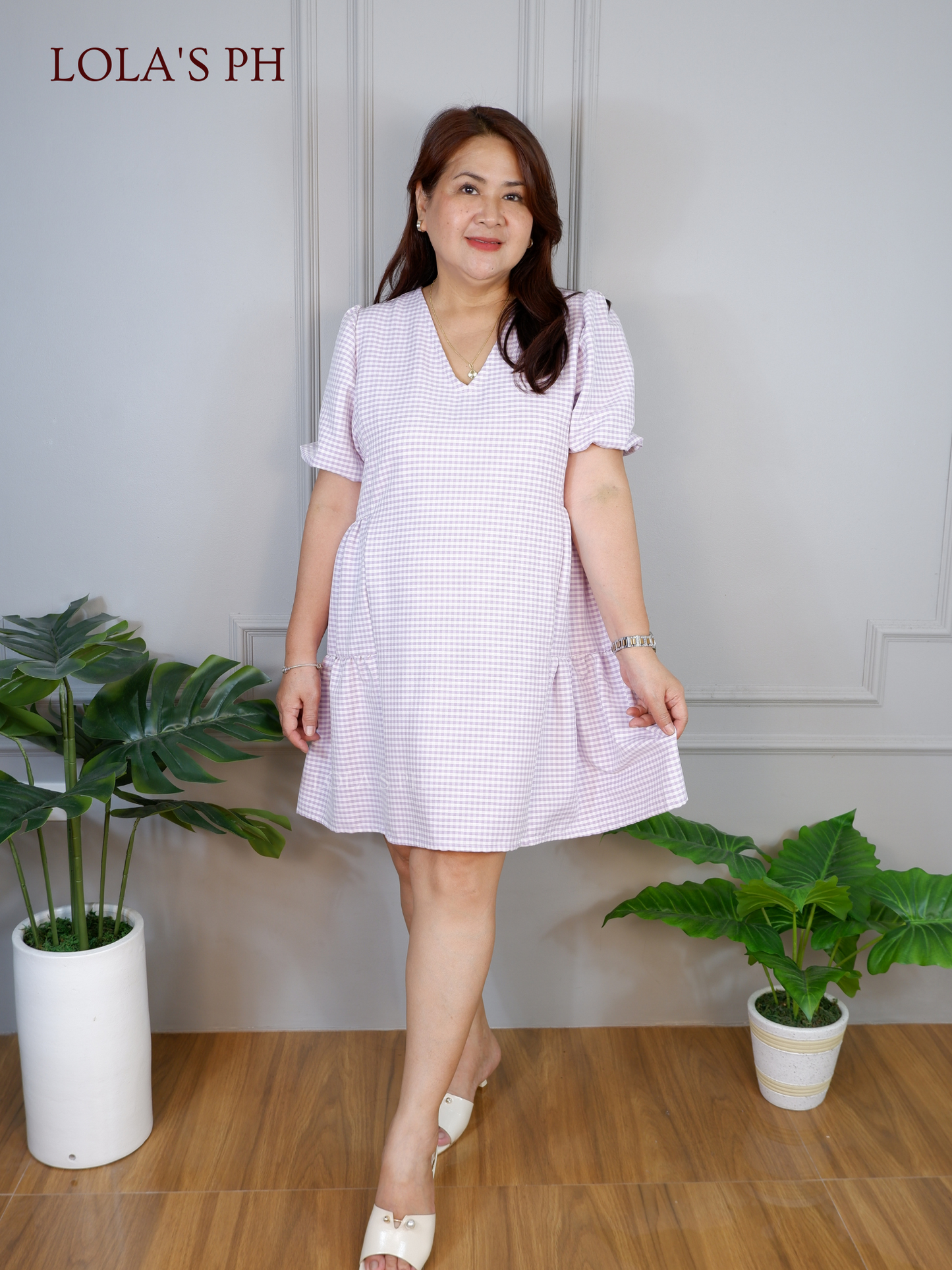 Jaegen Dress (Purple Gingham)