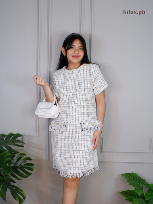 Jeryl Dress (White Grid)