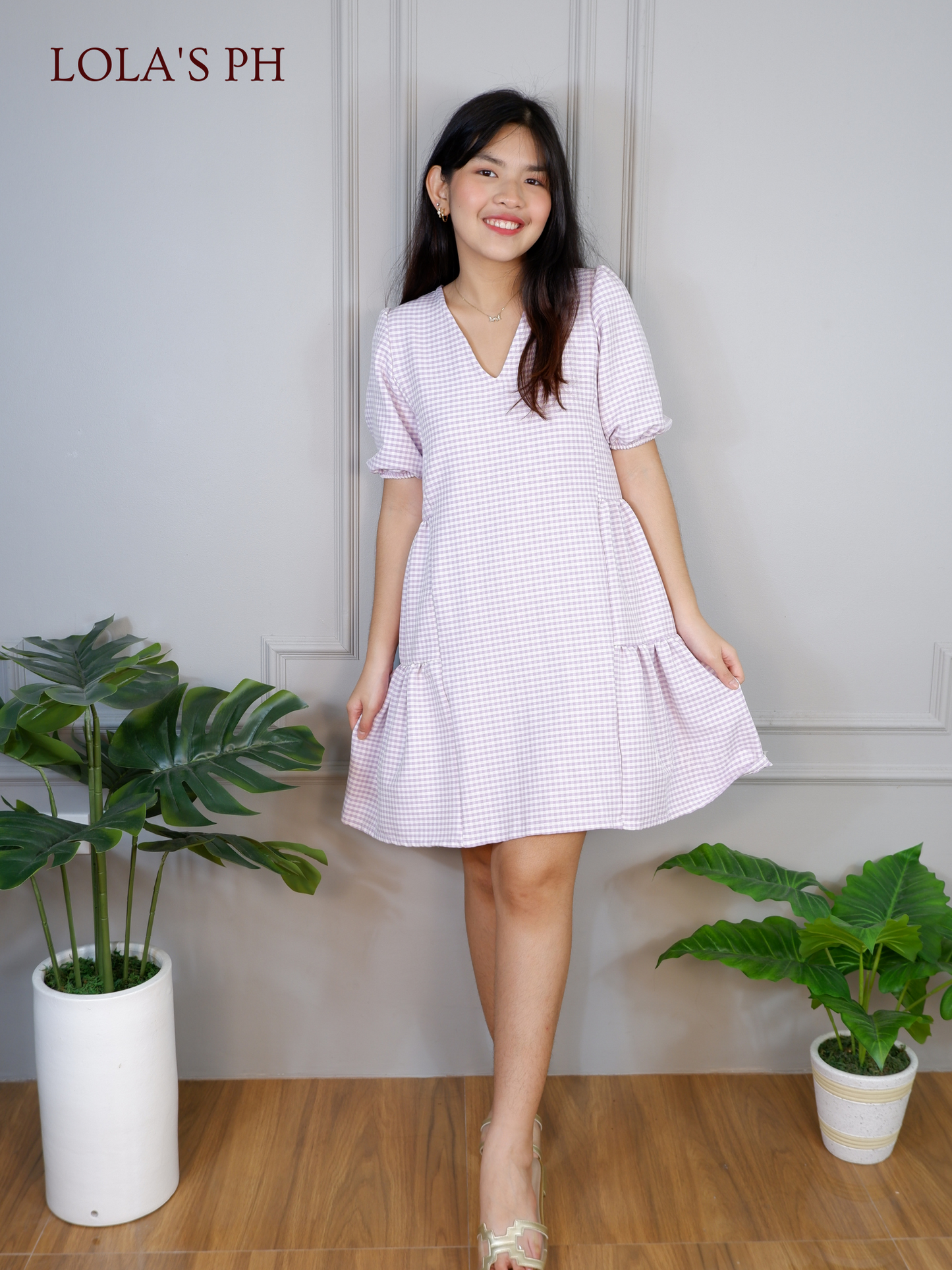 Jaegen Dress (Purple Gingham)