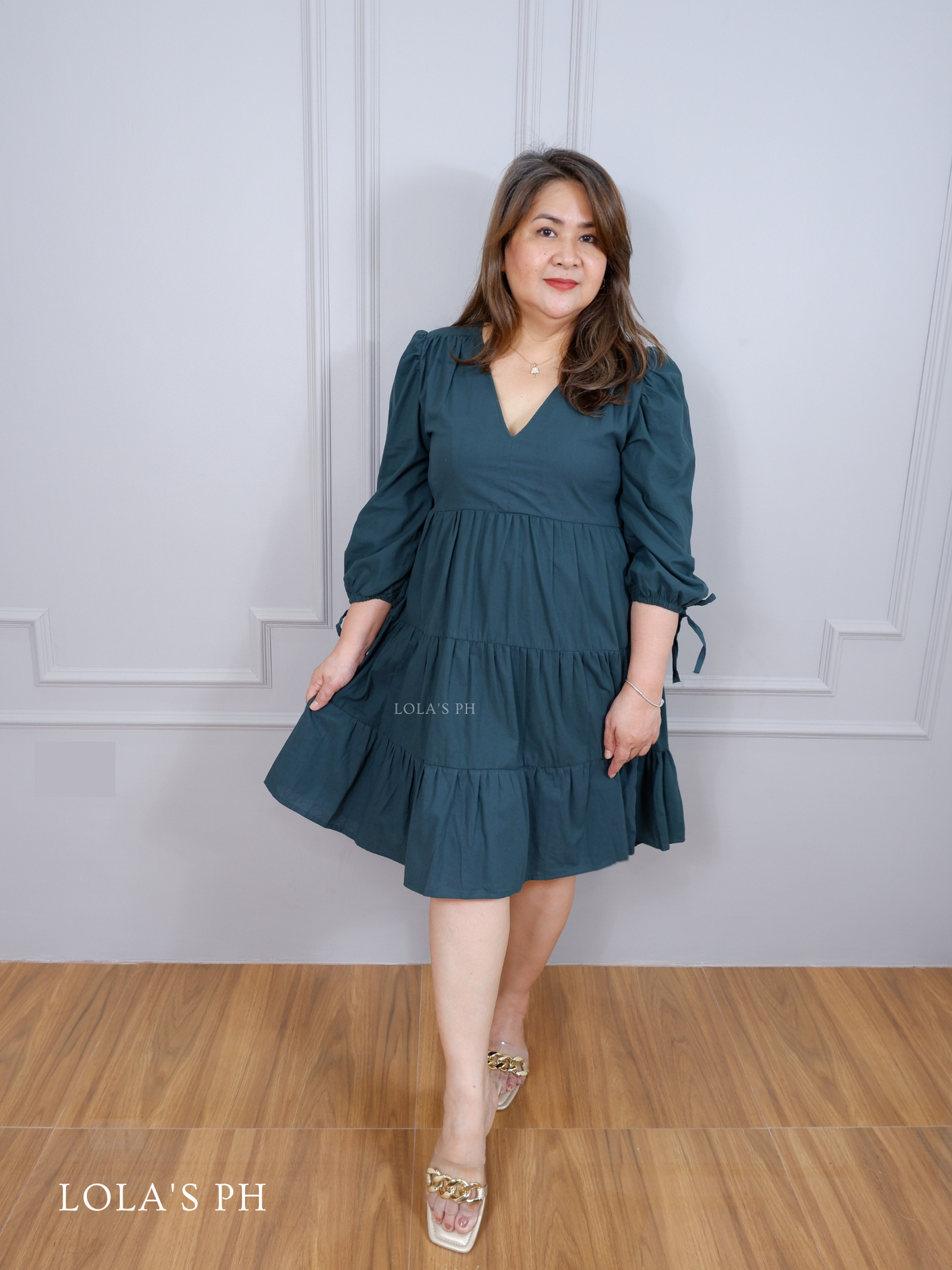 Claudia Dress (Cotton Linen Emerald)