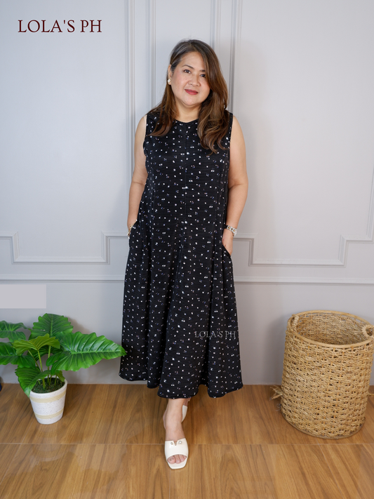 Isabelle Dress (Pleated Black Floral)