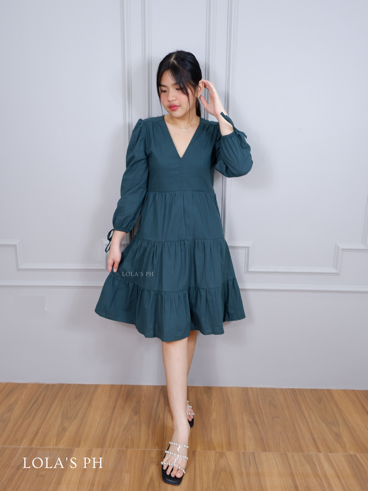 Claudia Dress (Cotton Linen Emerald)