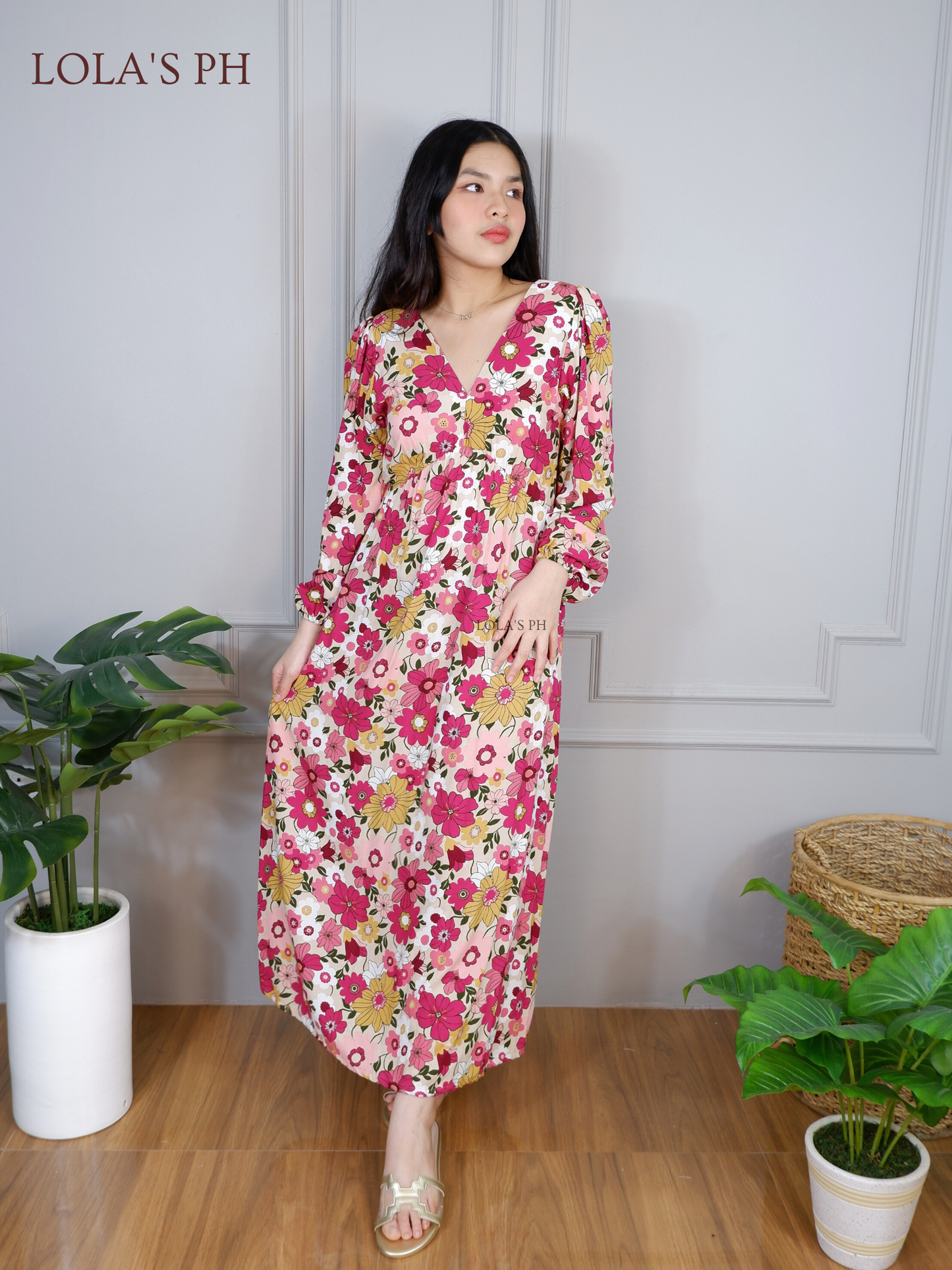 Josie Dress (Fuchsia Blooms)