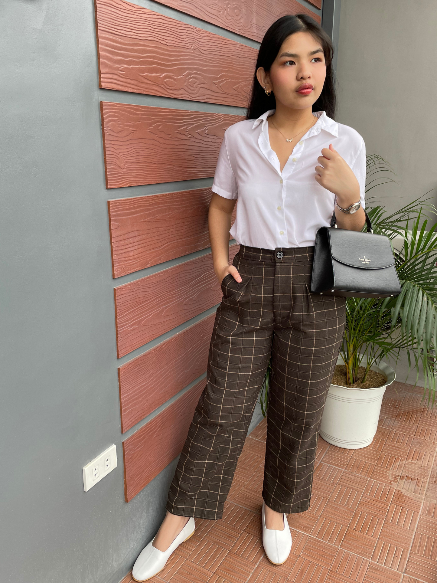 Margaux Pants (Brown Plaid)