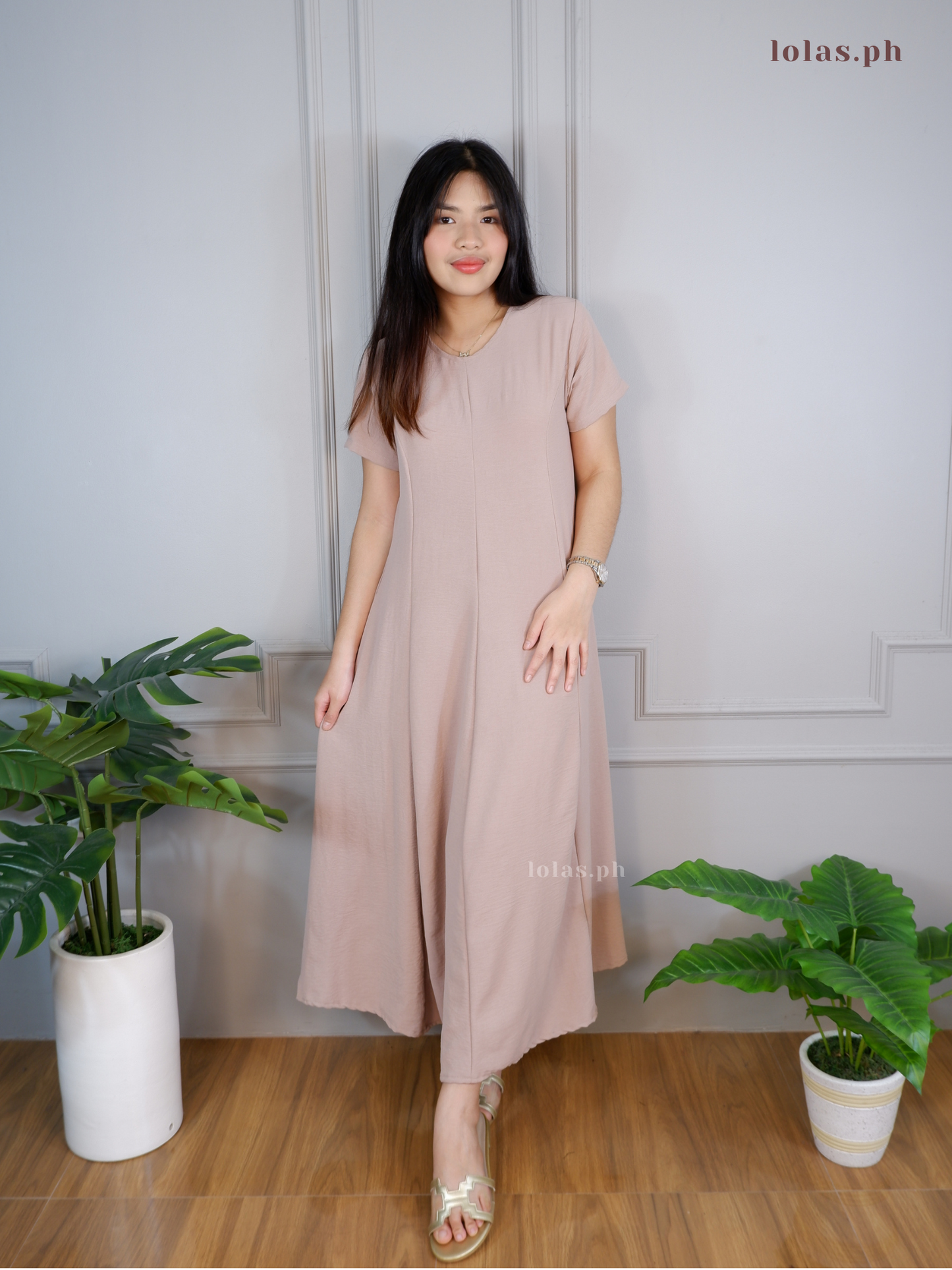 Kathleen Dress (Warm Taupe)