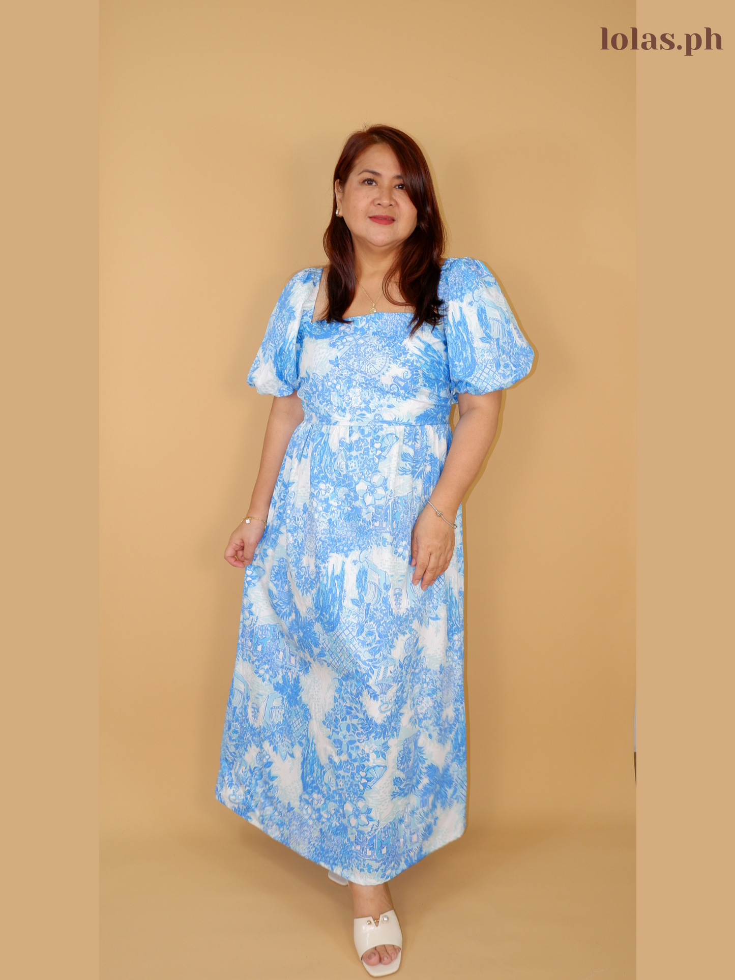 Jessica Dress (Ocean Blue Toile)