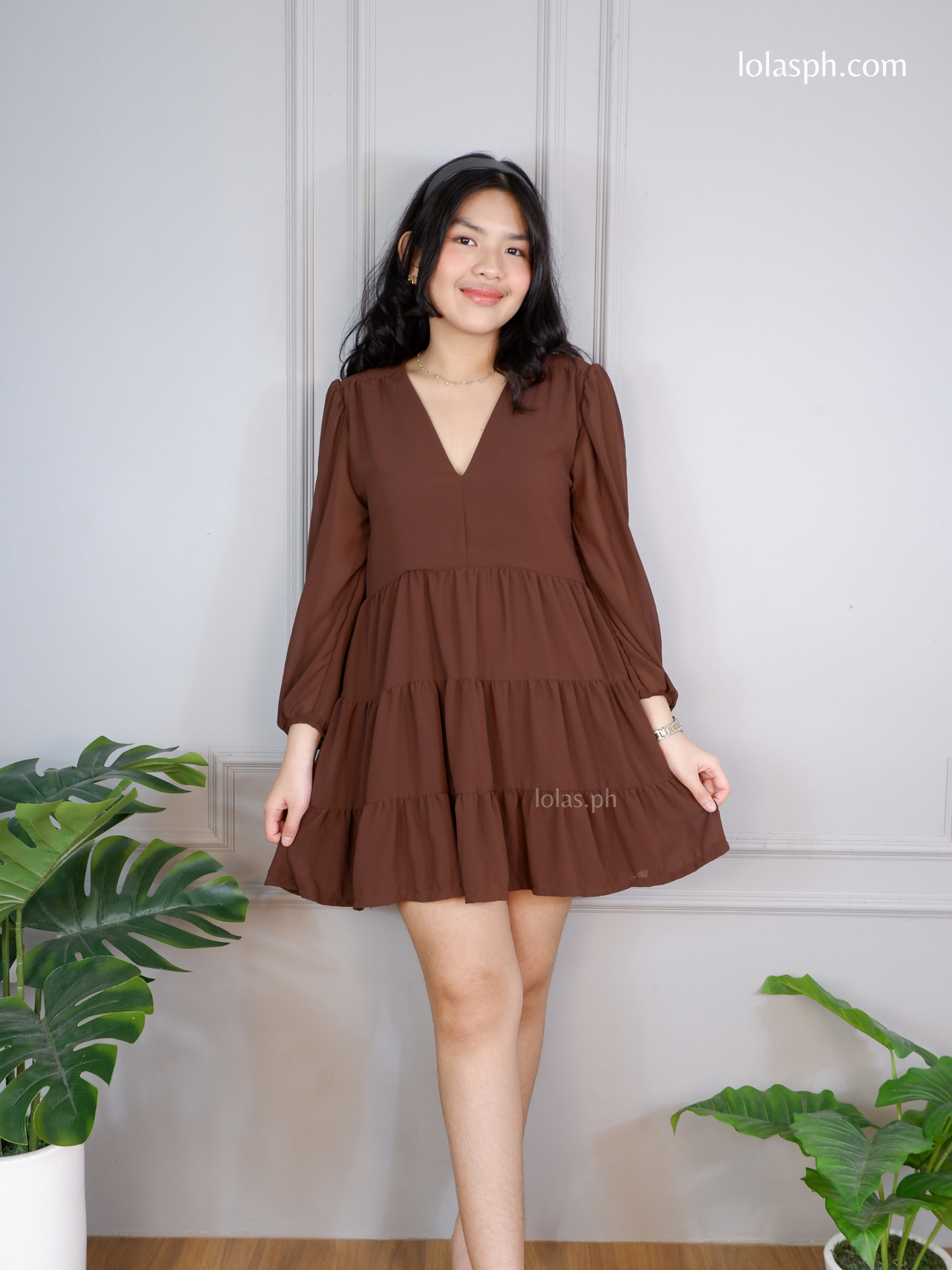 Monina Dress (Chocolate Brown)