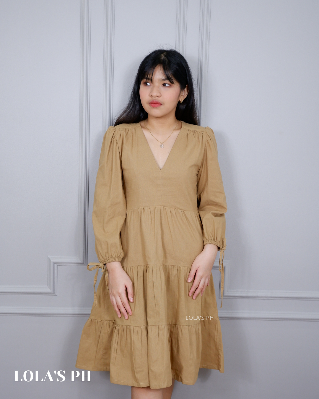 Claudia Dress (Cotton Linen Mocha)