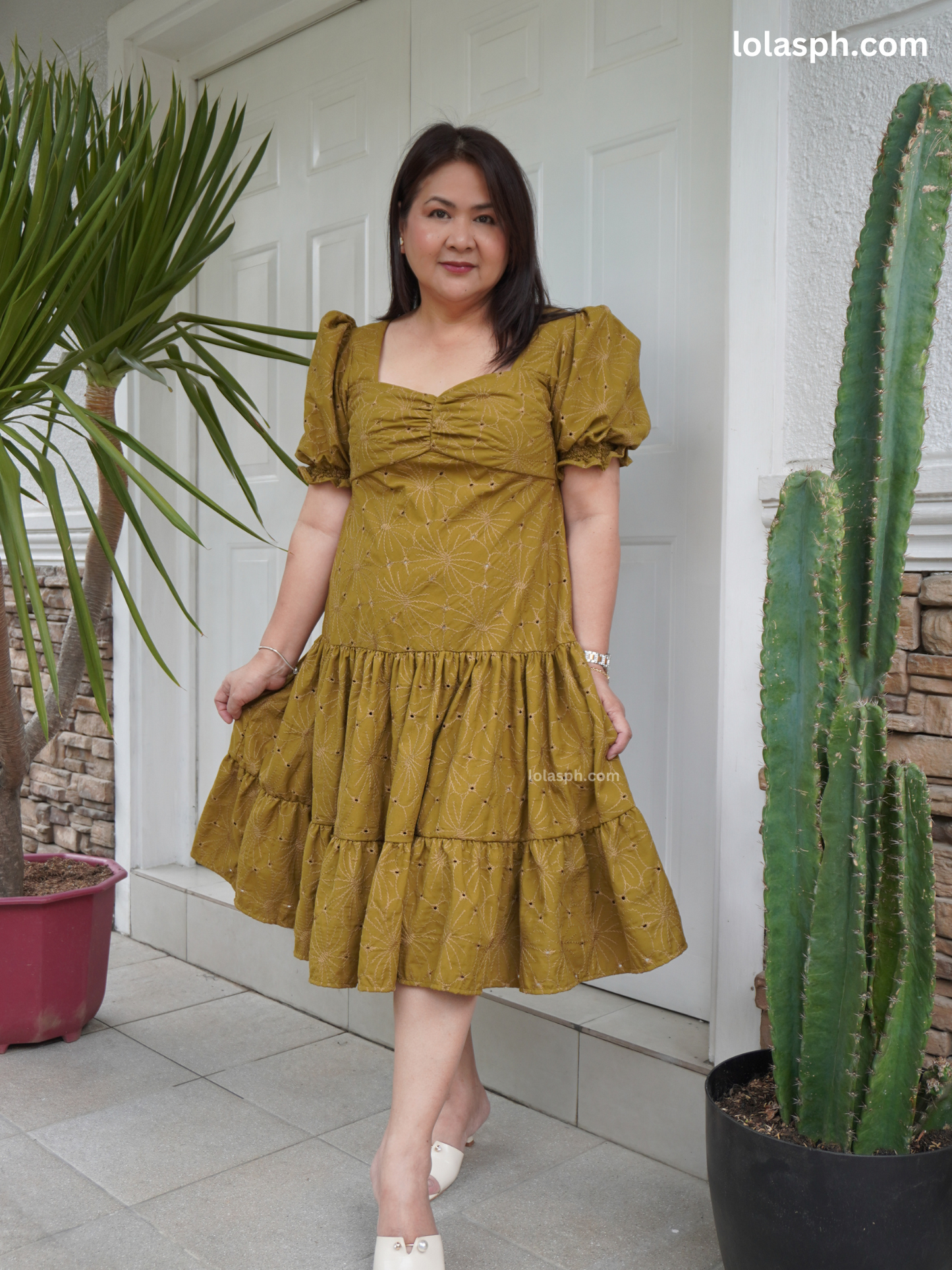 Genneel Eyelet Dress (Olive)