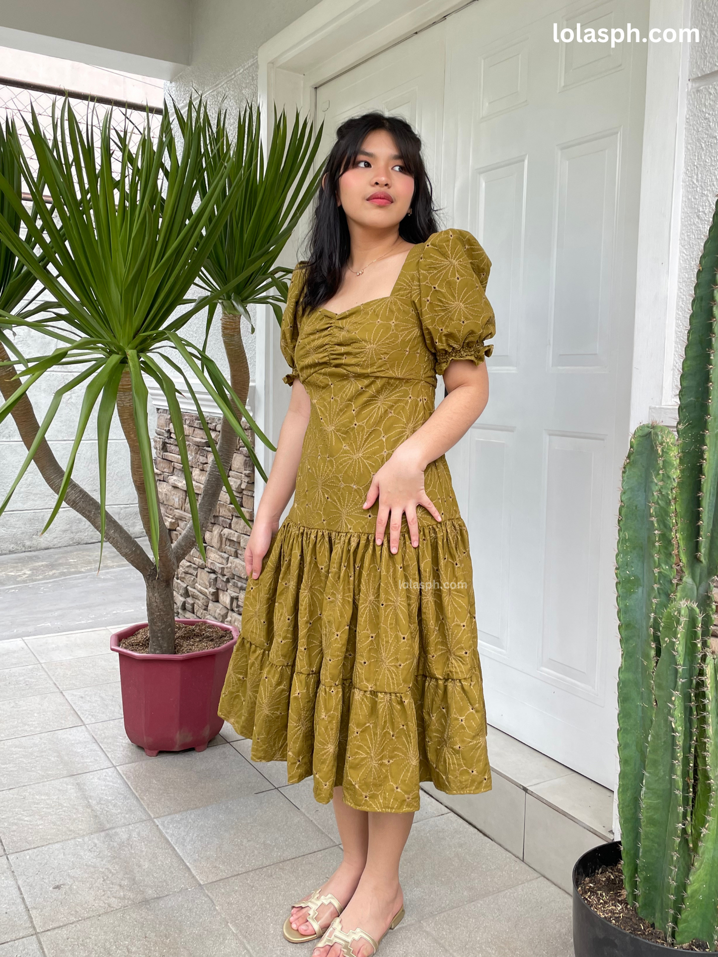 Genneel Eyelet Dress (Olive)