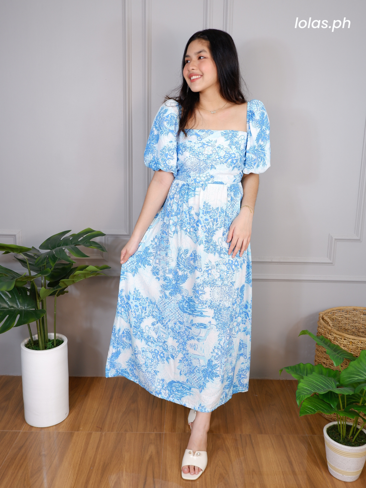 Jessica Dress (Ocean Blue Toile)