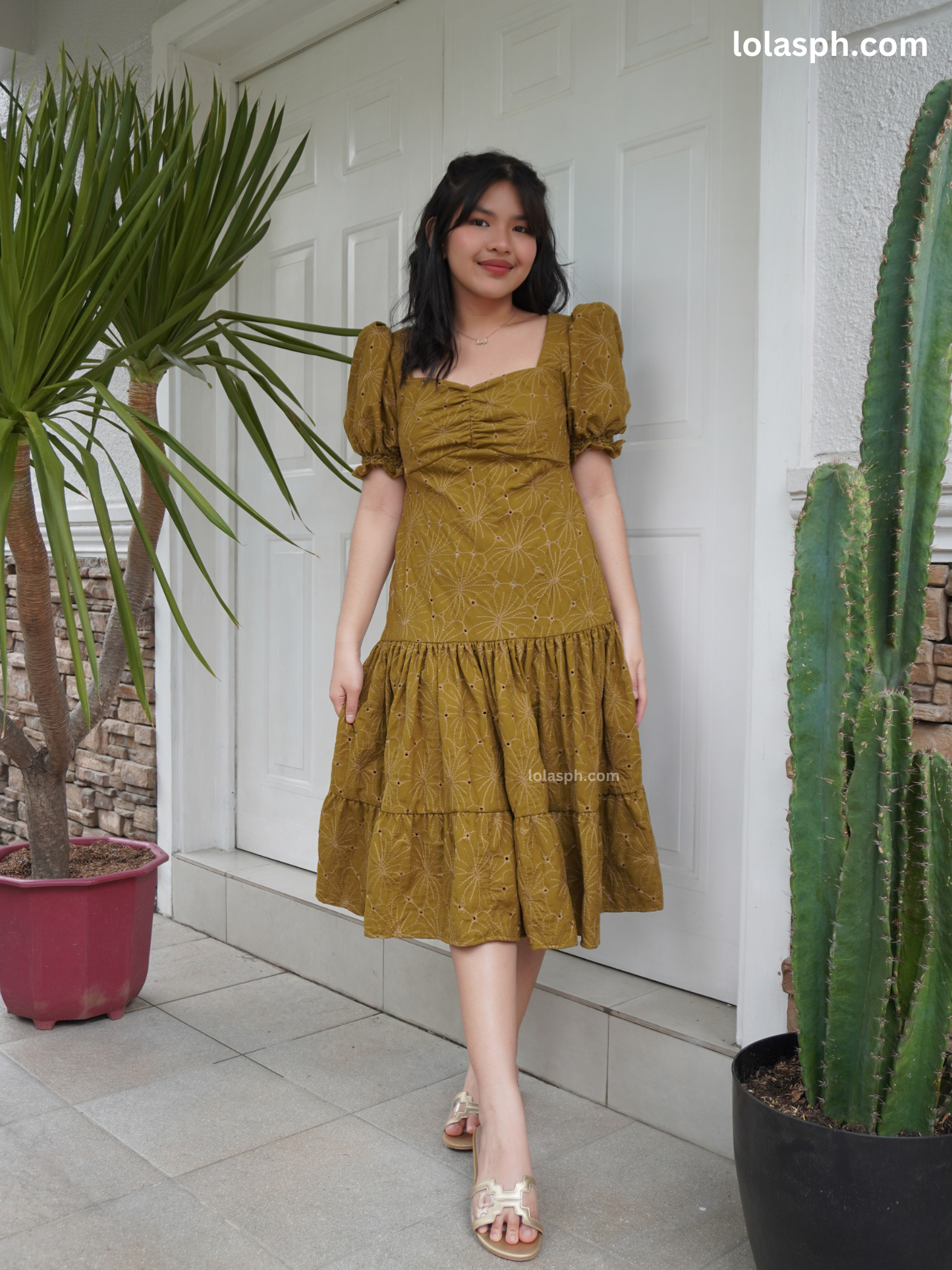 Genneel Eyelet Dress (Olive)