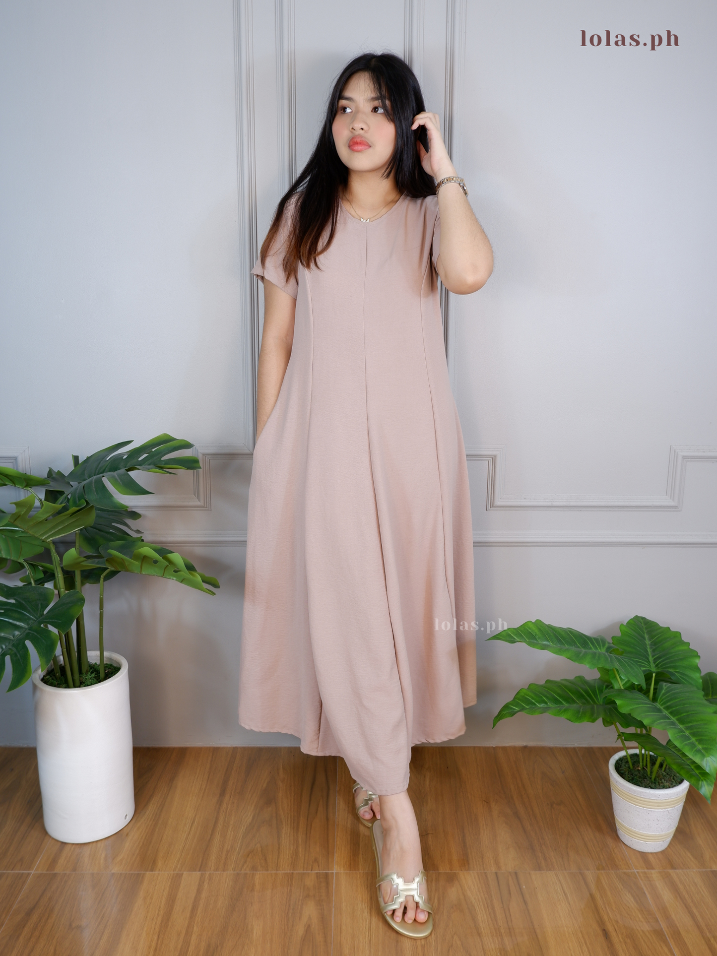 Kathleen Dress (Warm Taupe)