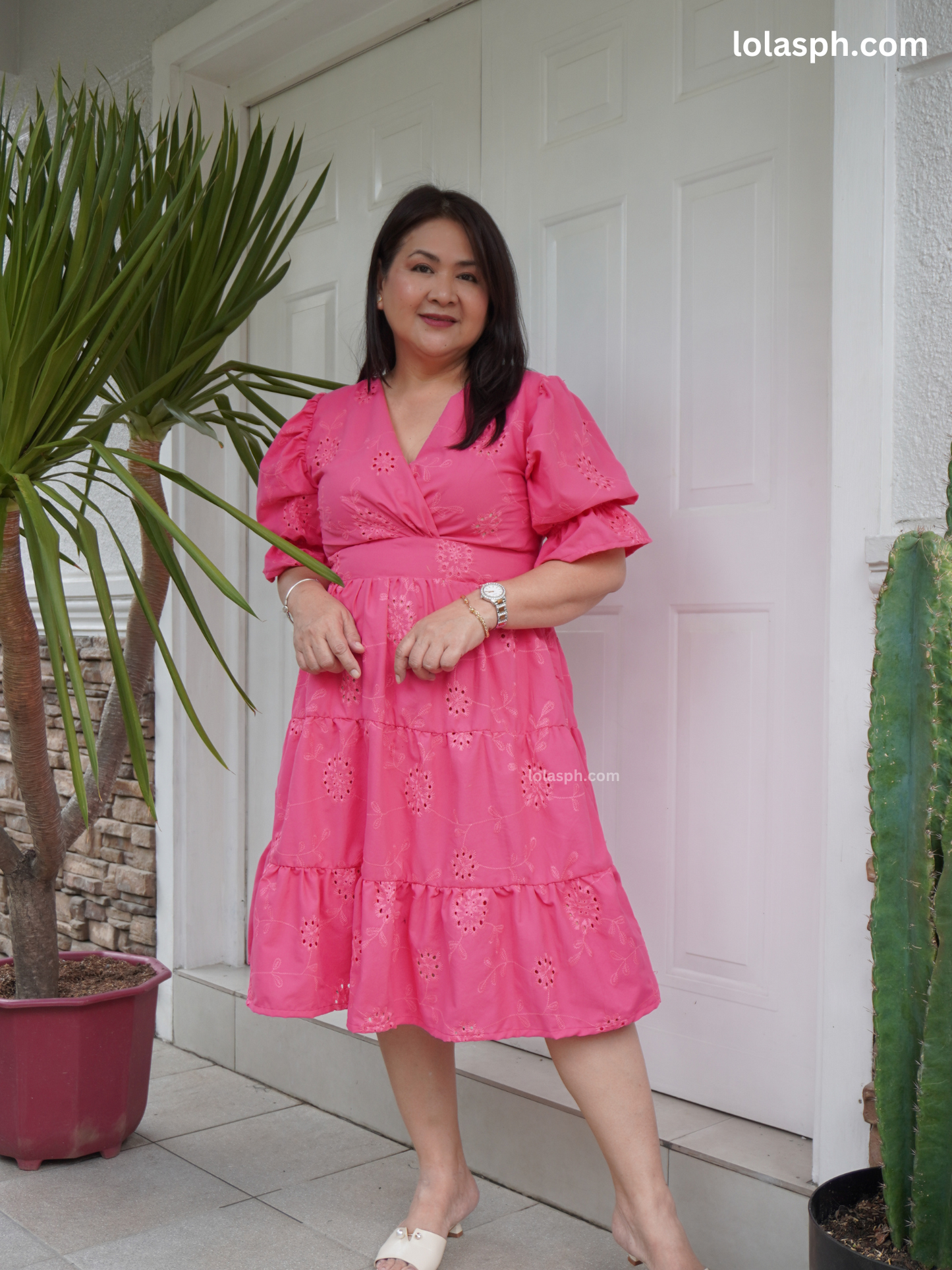 Katarina Dress (Fuchsia Eyelet)