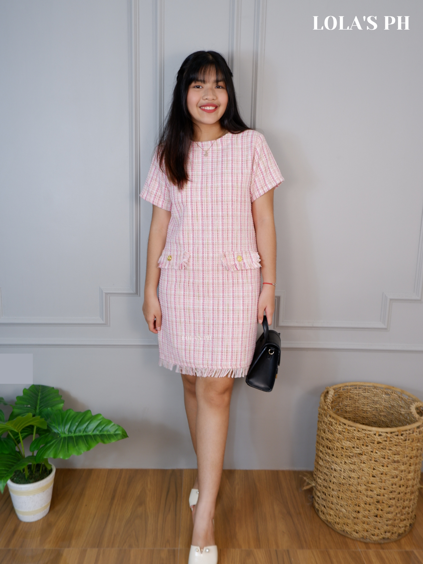 Jeryl Tweed Dress (Pink)