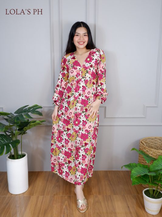 Josie Dress (Fuchsia Blooms)