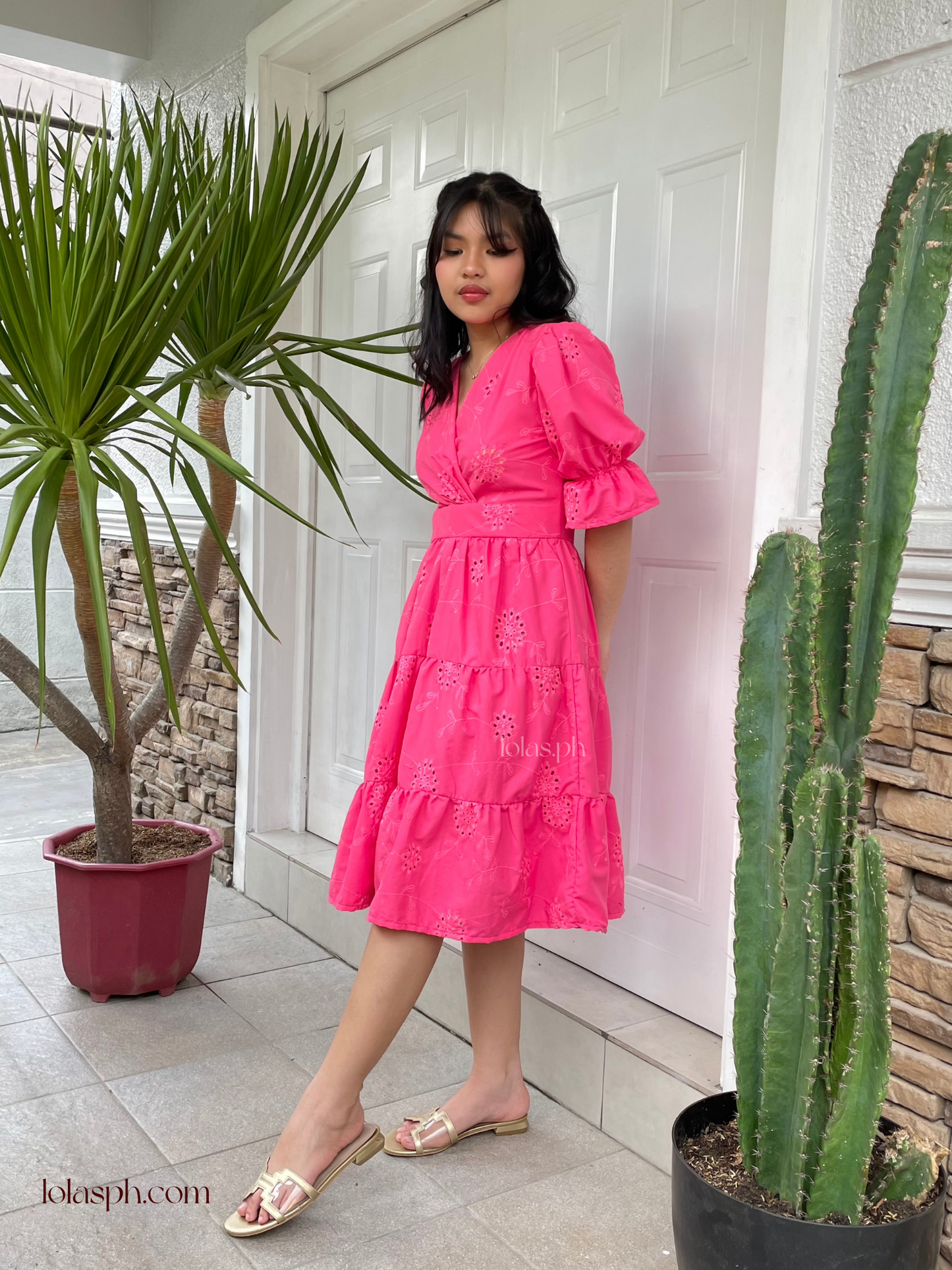 Katarina Dress (Fuchsia Eyelet)