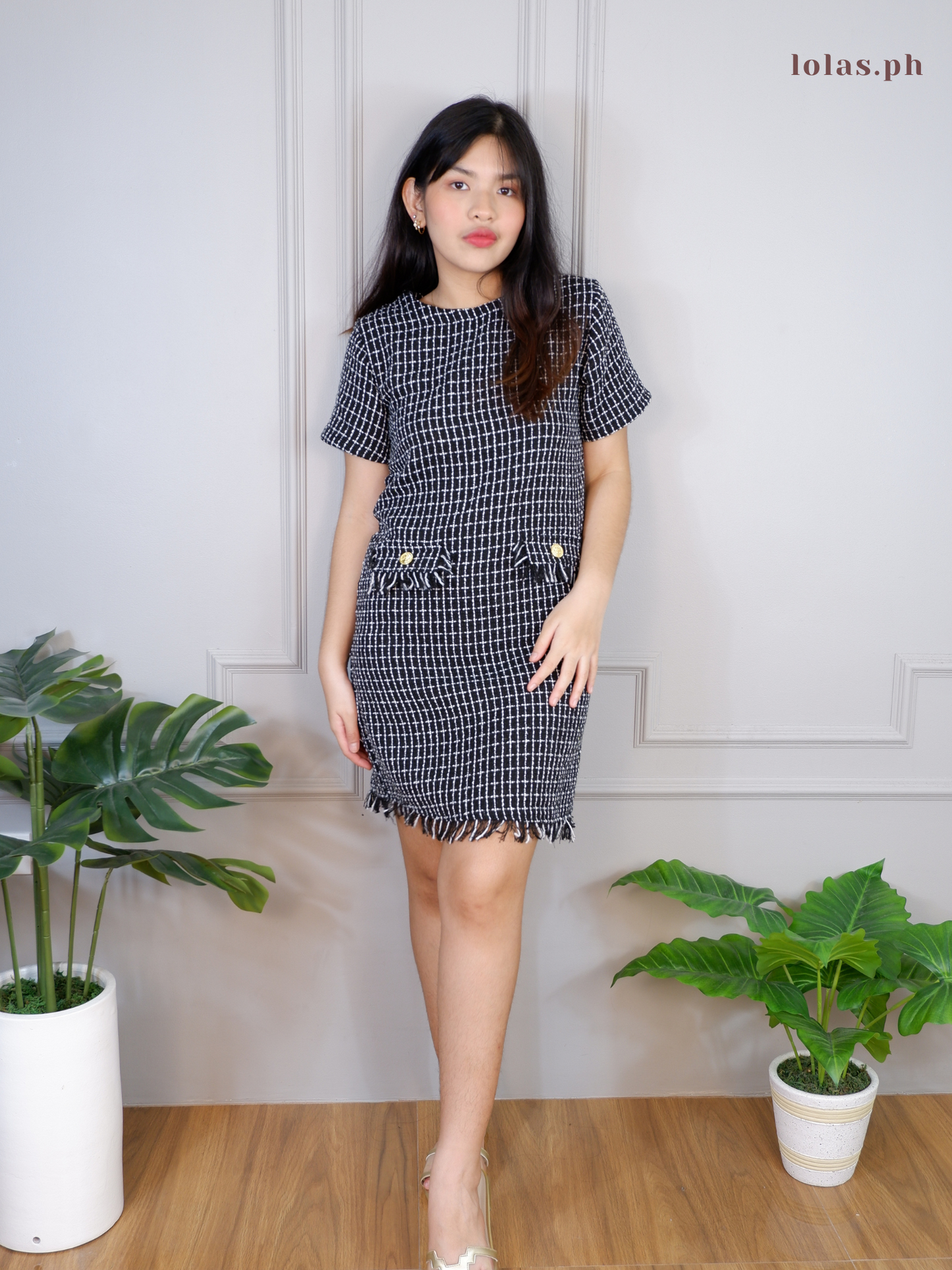 Jeryl Dress (Black Grid)