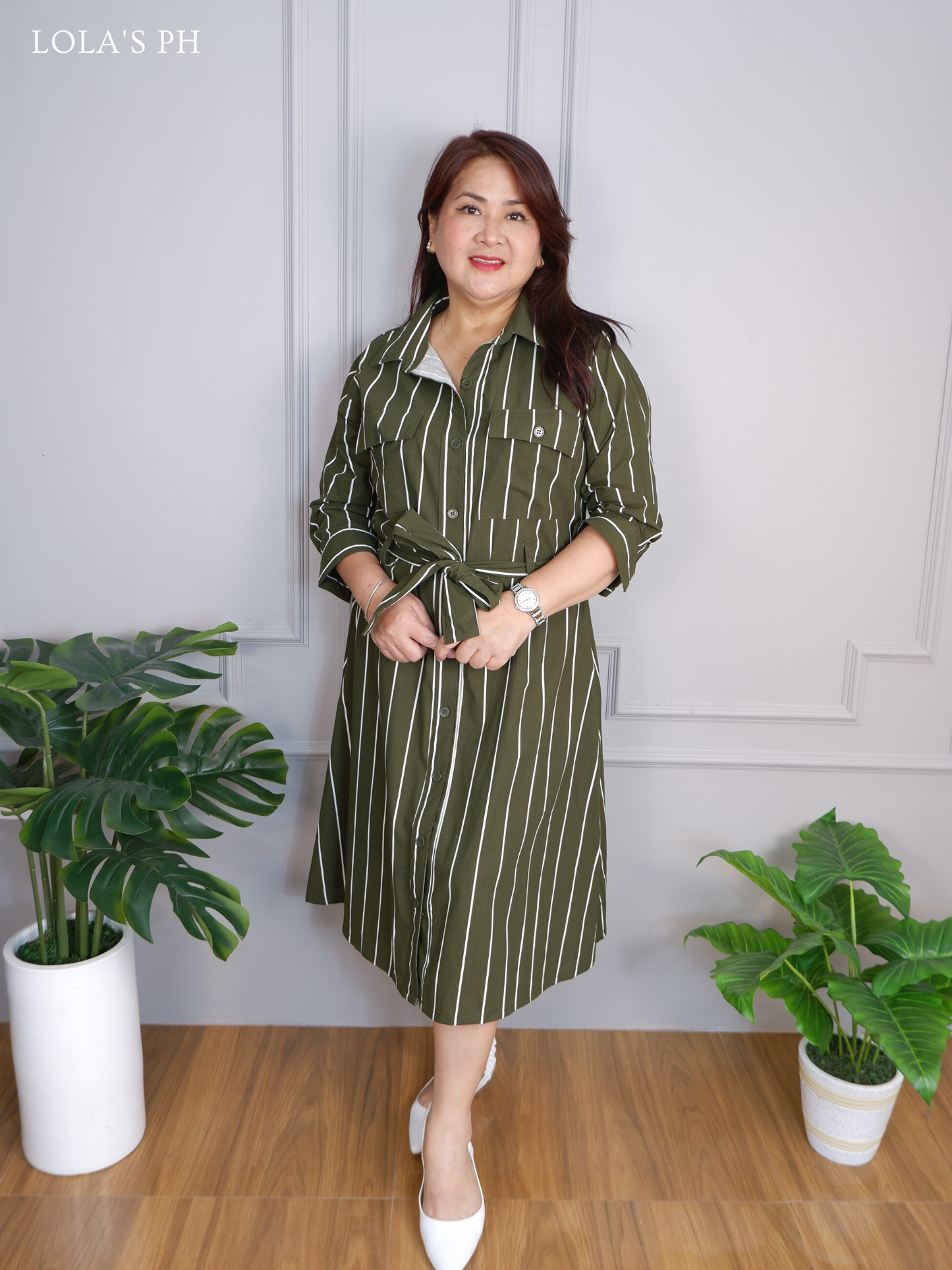 Megan Dress (Green Stripes)