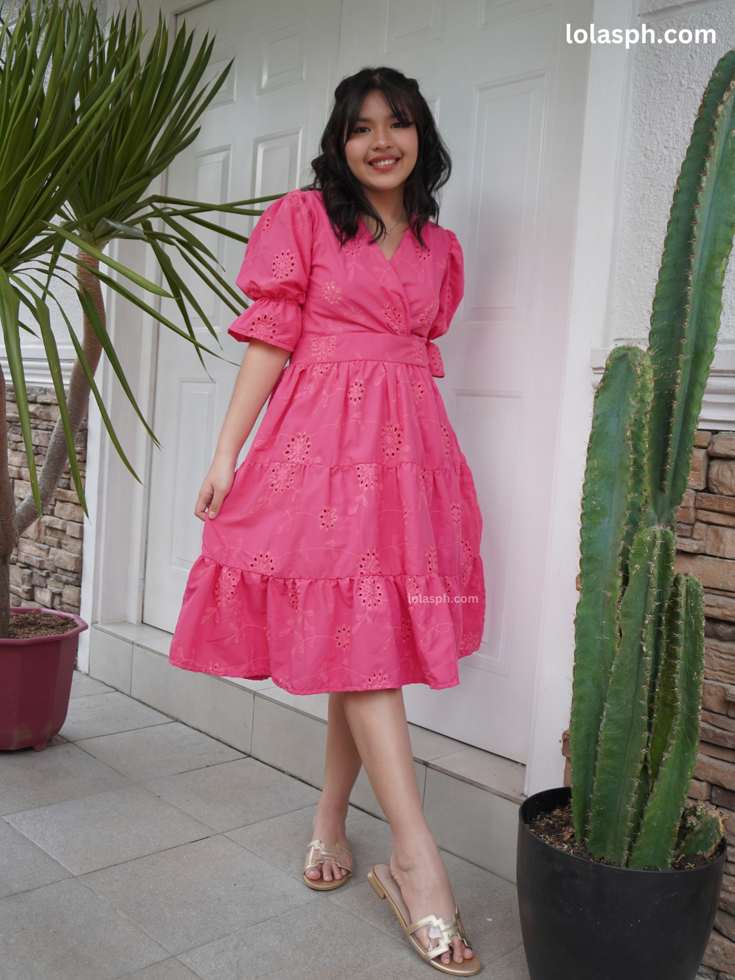 Katarina Dress (Fuchsia Eyelet)