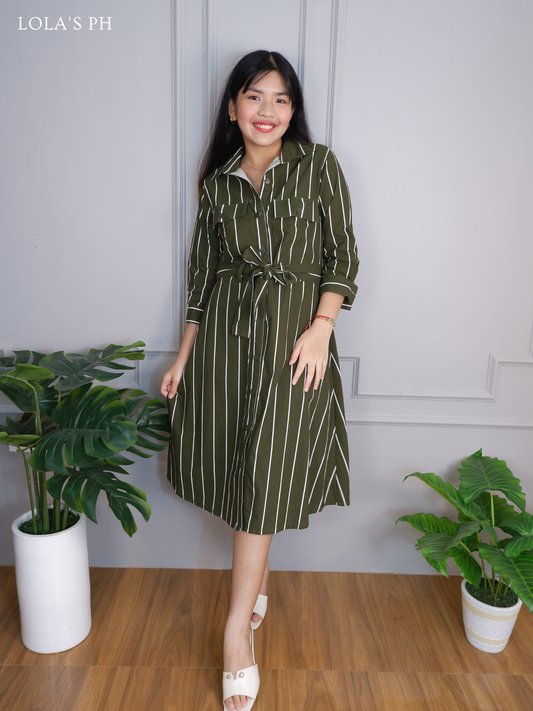 Megan Dress (Green Stripes)