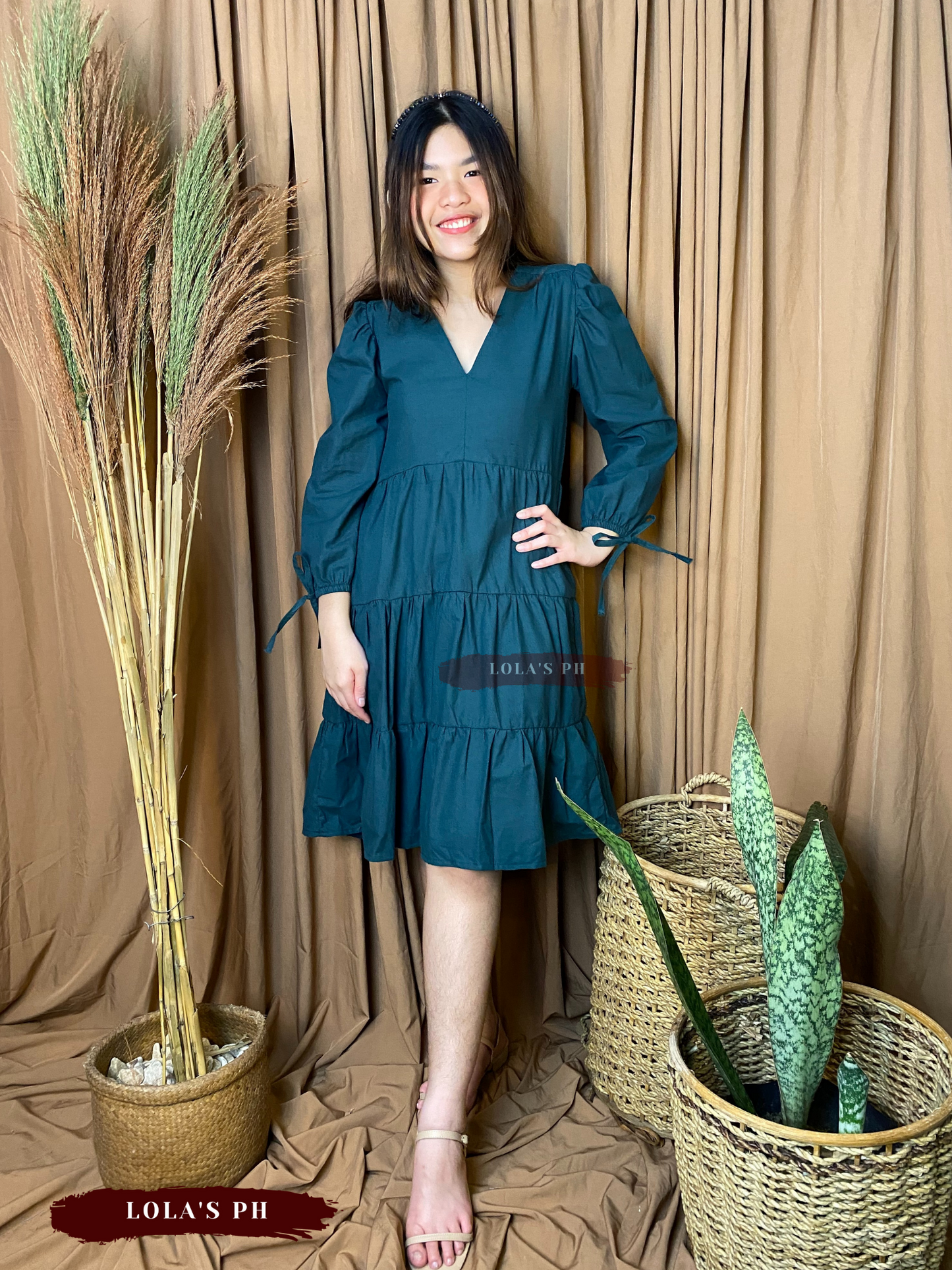 Claudia Dress (Cotton Linen Emerald)