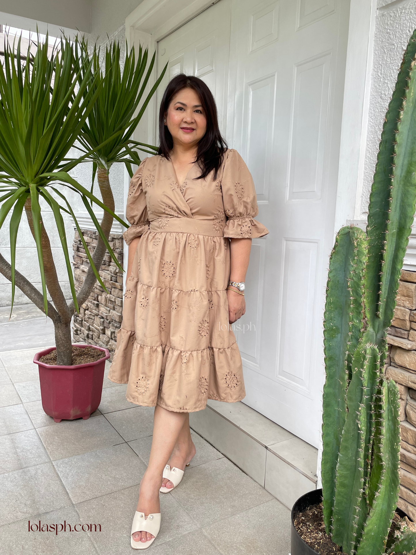 Katarina Dress (Khaki Eyelet)