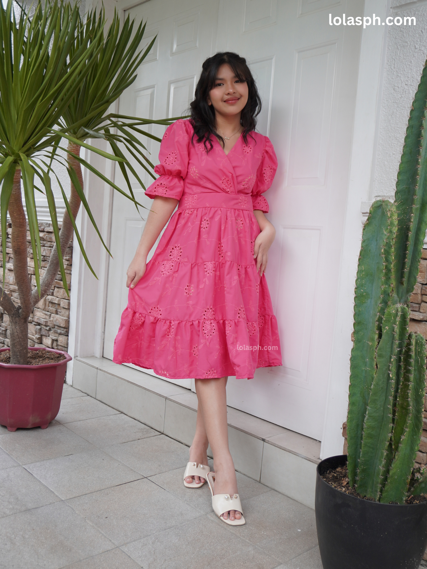 Katarina Dress (Fuchsia Eyelet)