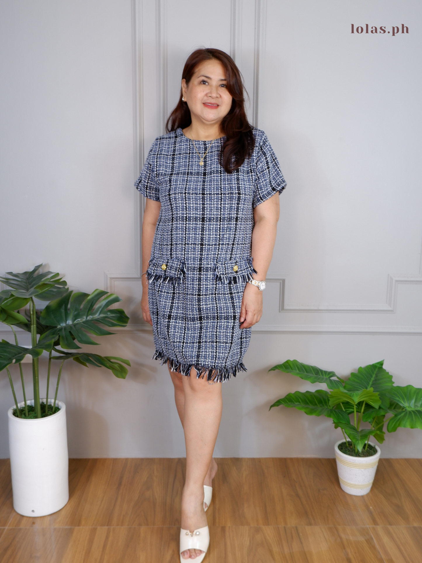 Jeryl Tweed Dress (Blue)