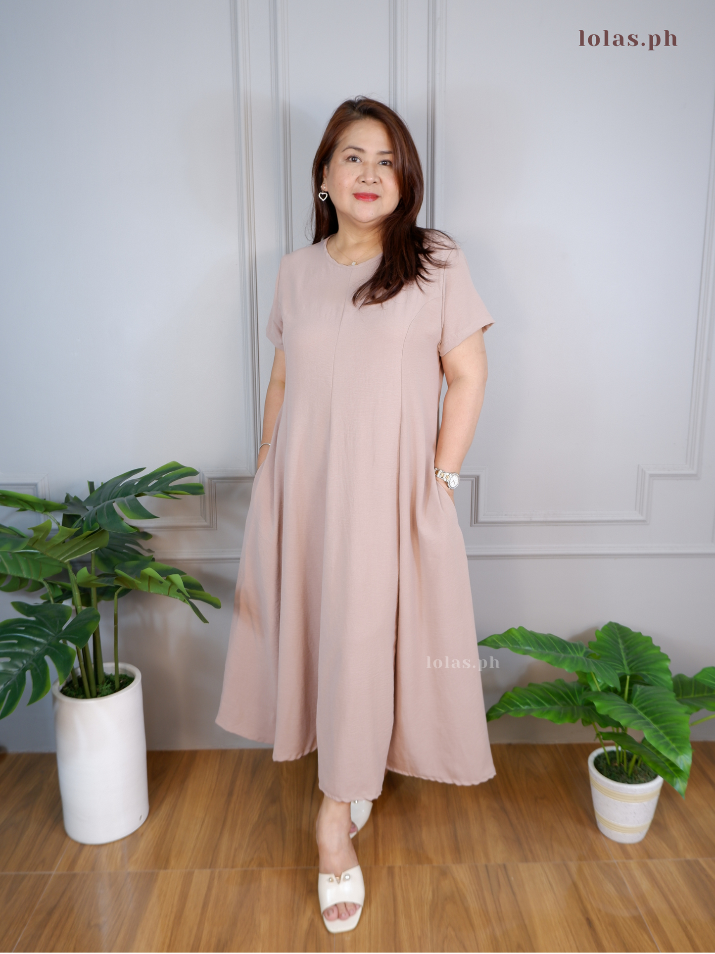 Kathleen Dress (Warm Taupe)