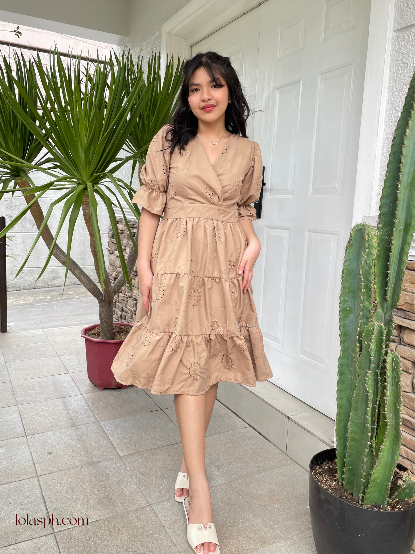 Katarina Dress (Khaki Eyelet)