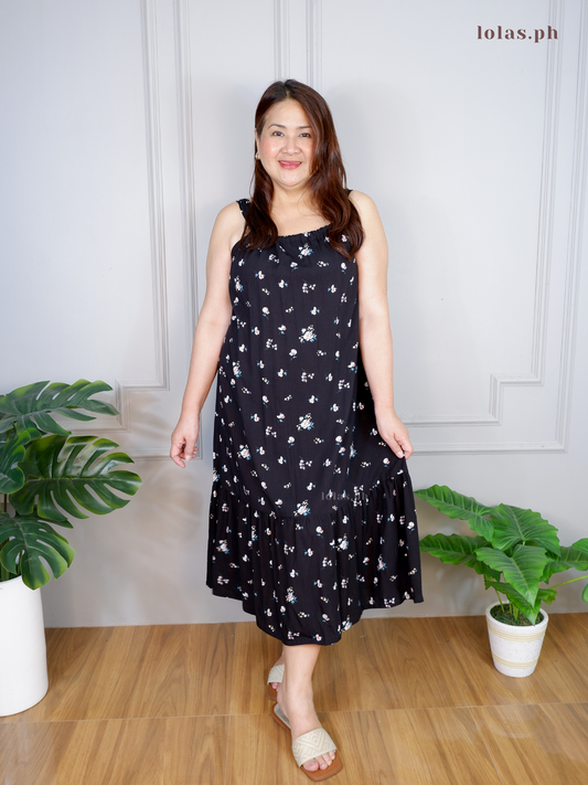 Shaina Dress (Black Blooms)