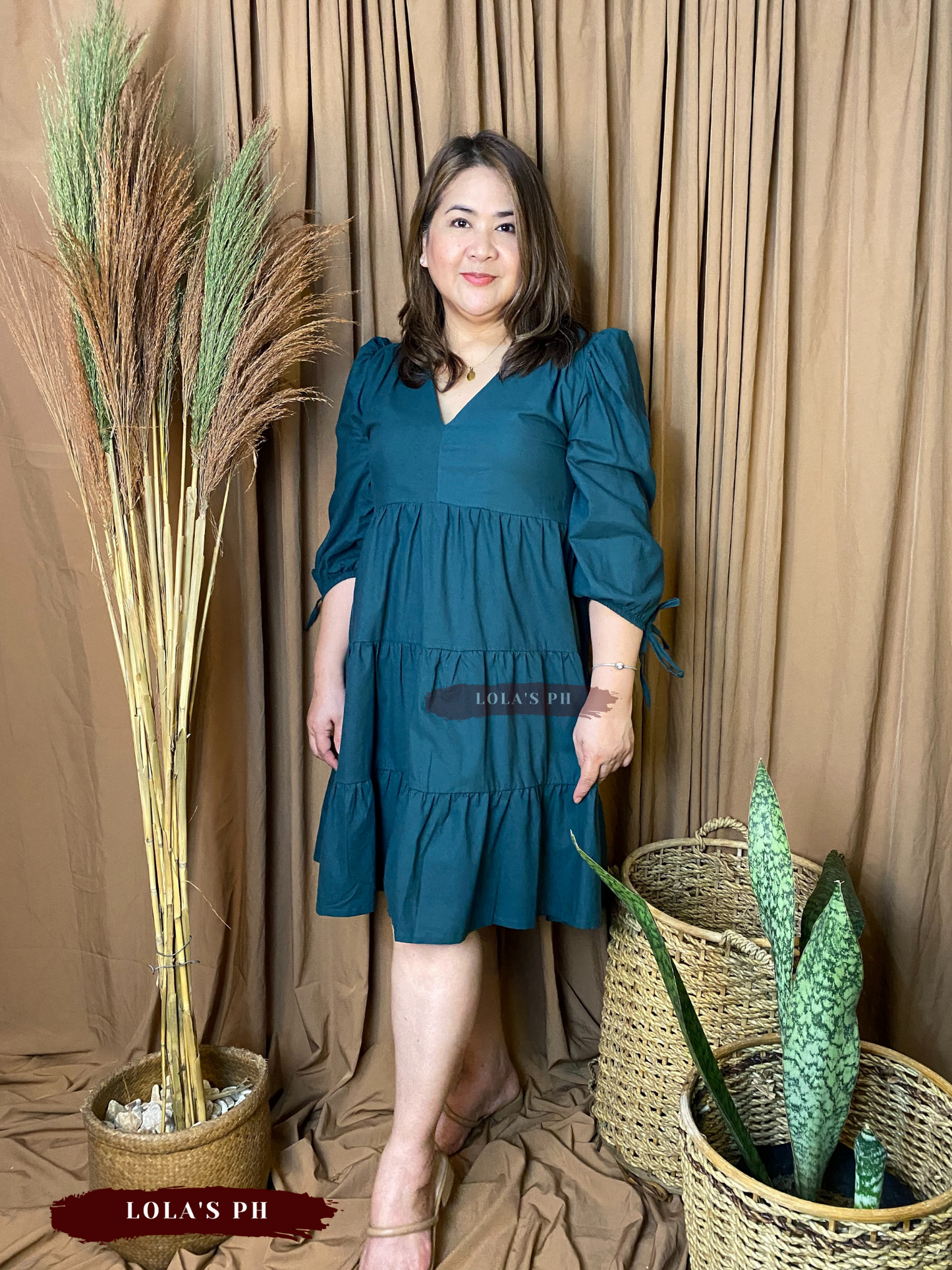 Claudia Dress (Cotton Linen Emerald)