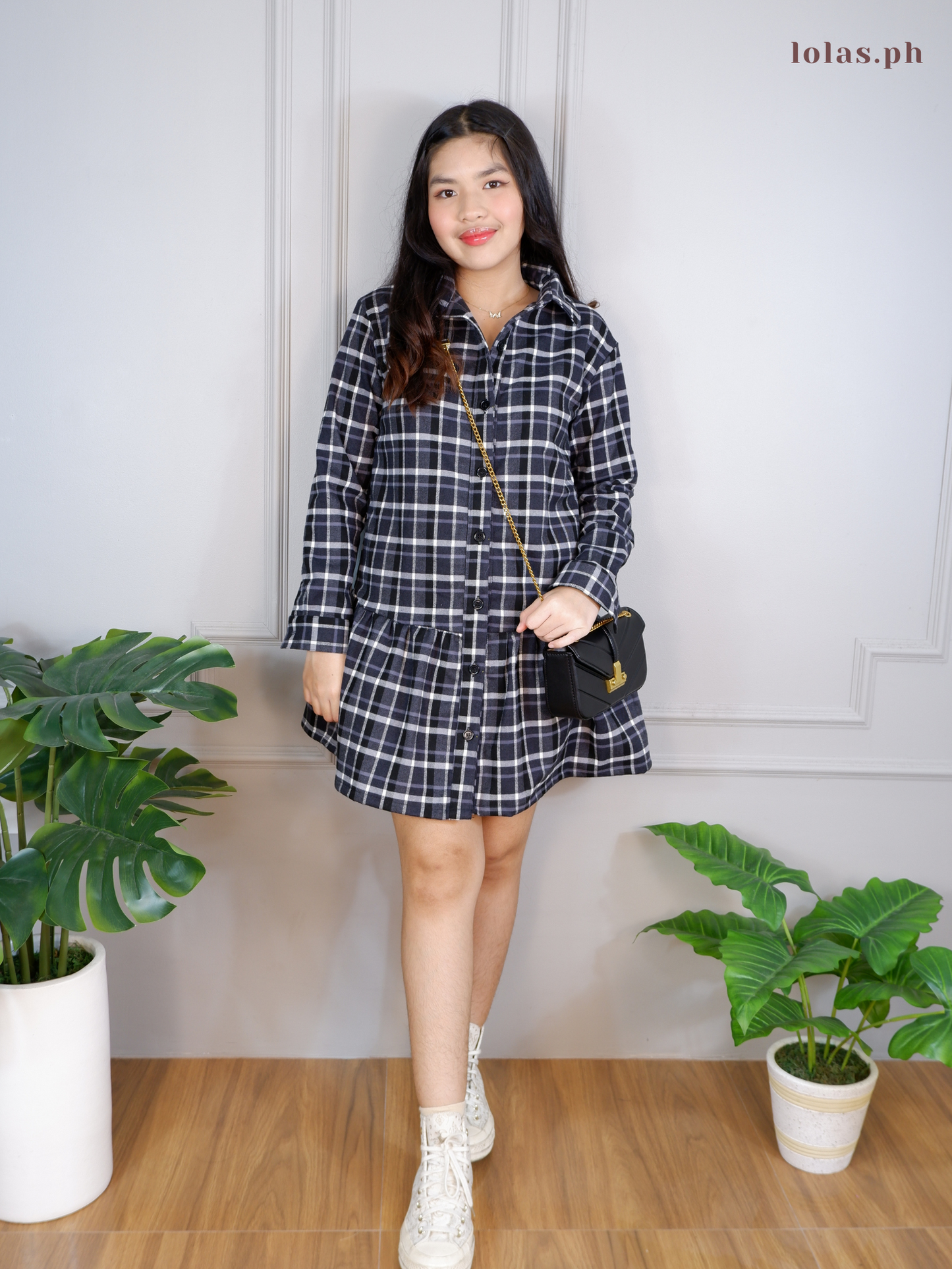 Chrissie Dress (Black Checkered)